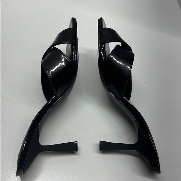 Steve Madden Hazel High Heels Shoes Patent Shiny Leather Open Toe Black Size 9.5 - Picture 6 of 10